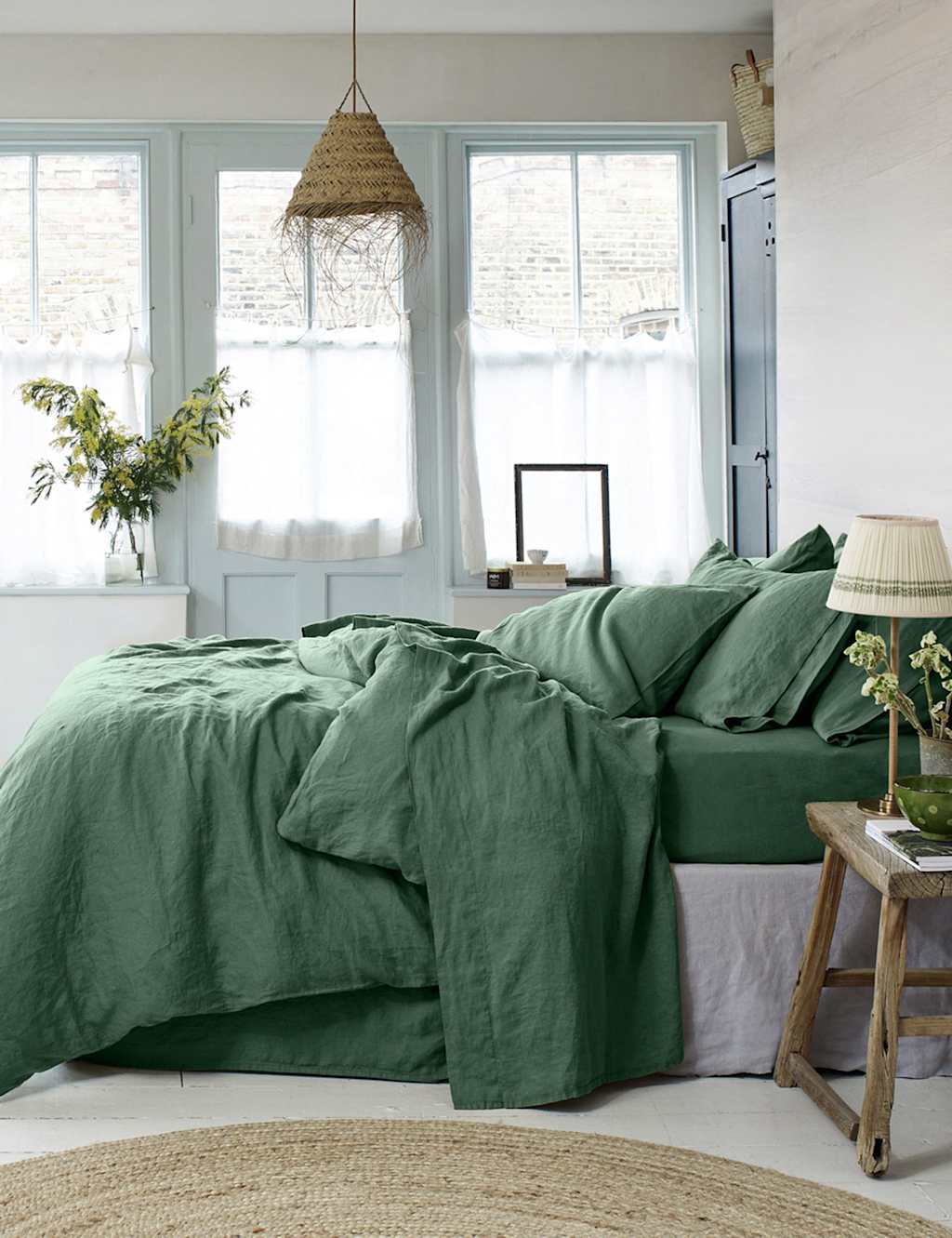 Piglet In Bed Linen Rich Duvet Cover - Super King Size (6 ft) - Light Green - Available at M&S