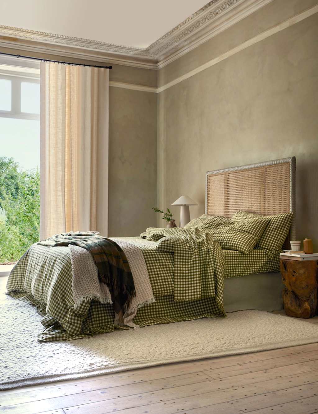 Piglet In Bed Linen Rich Gingham Duvet Cover - Single (3 ft) - Dark Green Mix - Available at M&S