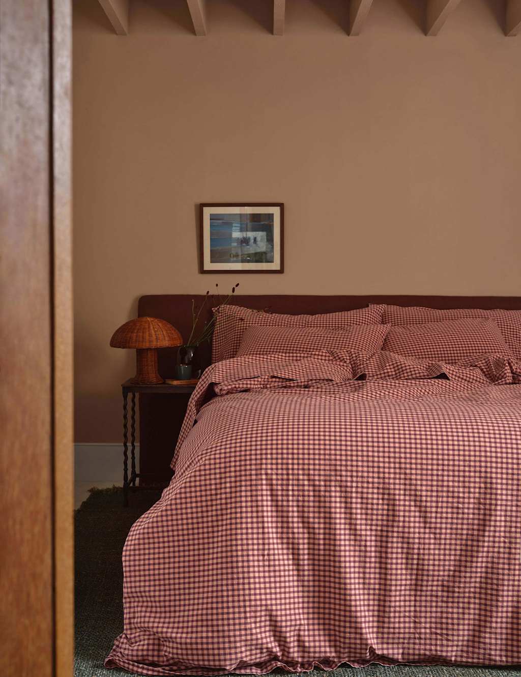 Piglet In Bed Washed Cotton Gingham Duvet Cover - King Size (5 ft) - Pink Mix - Available at M&S