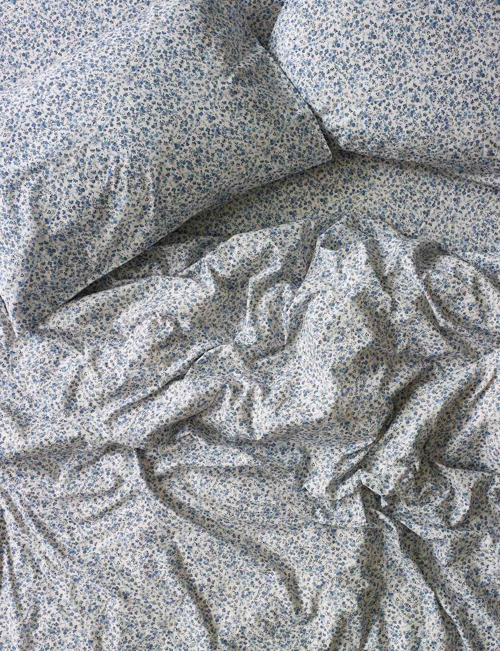 Piglet In Bed Pure Cotton Mini Meadow Duvet Cover - Double (4 ft 6) - Blue Mix - Available at M&S