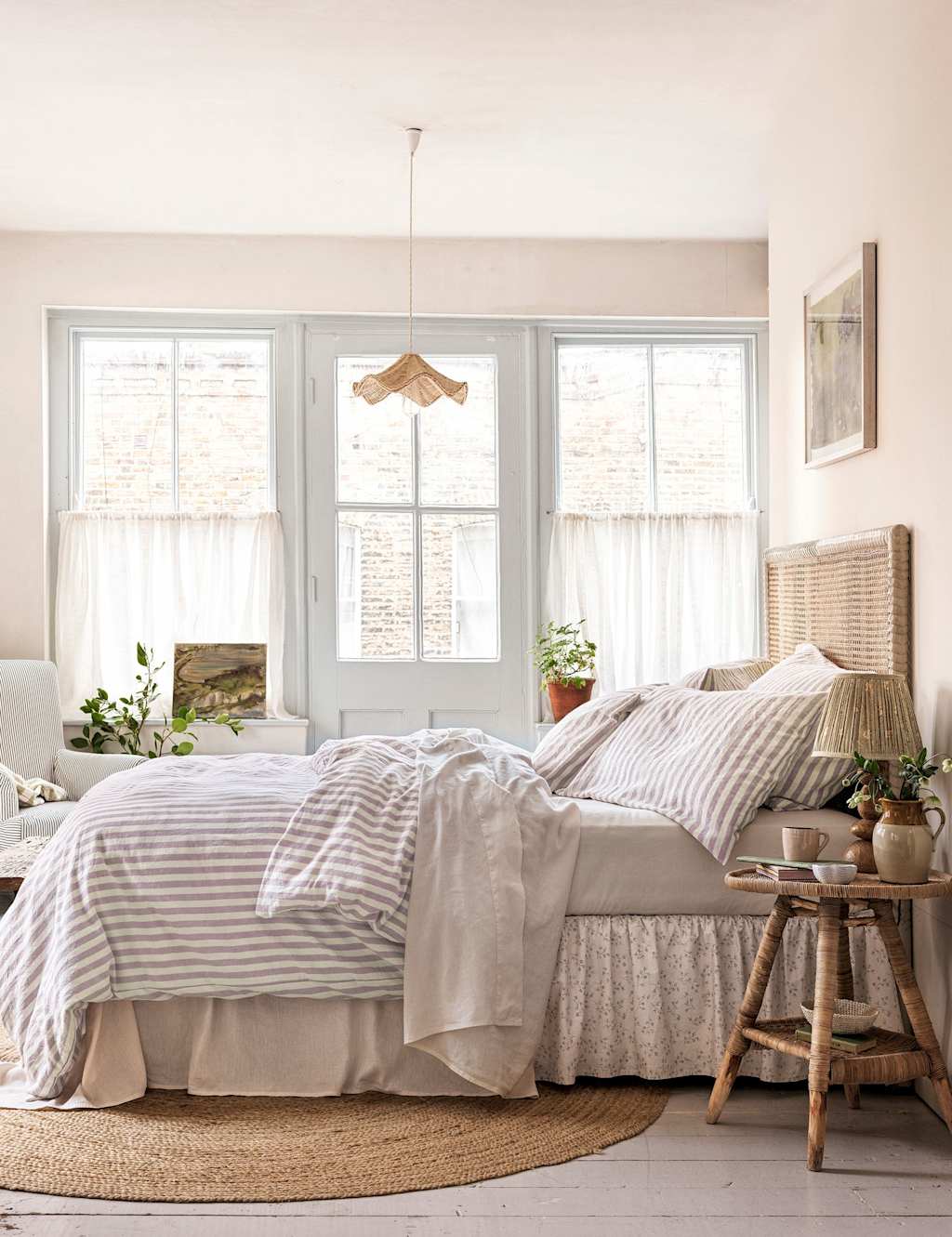 Piglet In Bed Linen Rich Pembroke Stripe Duvet Cover - King Size (5 ft) - Purple Mix - Available at M&S
