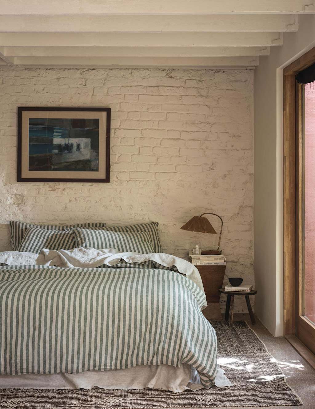Piglet In Bed Linen Rich Pembroke Stripe Duvet Cover - Single (3 ft) - Green Mix - Available at M&S