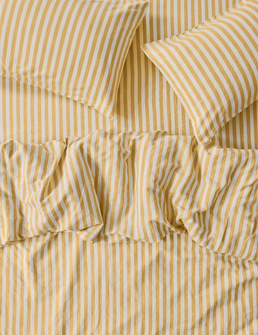Piglet In Bed Linen Rich Pembroke Stripe Duvet Cover - Super King Size (6 ft) - Yellow Mix - Available at M&S