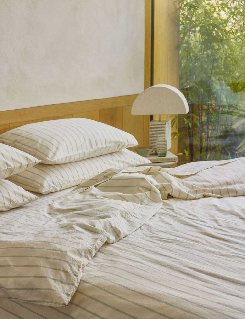 Piglet In Bed Pure Cotton Striped Duvet Cover - King Size (5 ft) - Green Mix - Available at M&S
