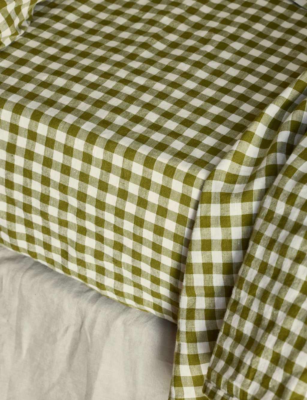 Piglet In Bed Linen Rich Gingham Fitted Sheet - Double (4 ft 6) - Green Mix - Available at M&S