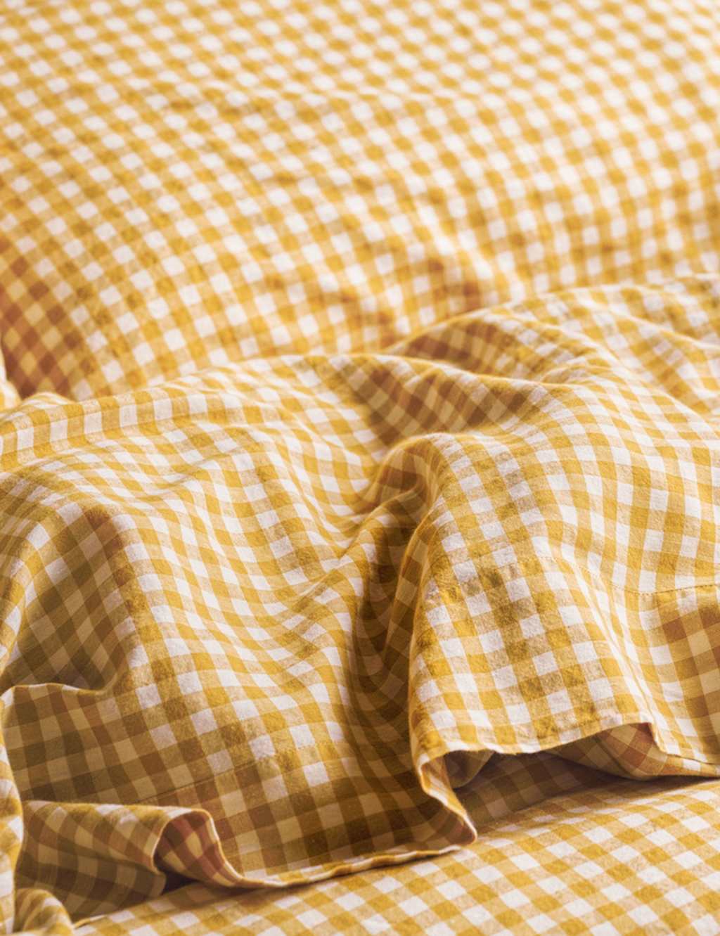 Piglet In Bed Linen Rich Gingham Flat Sheet - Single (3 ft) - Yellow Mix - Available at M&S