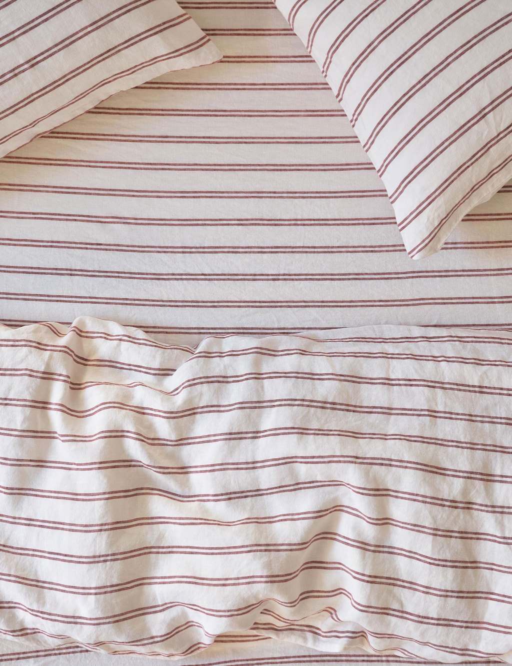 Piglet In Bed Linen Rich Kemptown Stripe Fitted Sheet - Double (4 ft 6) - Red Mix - Available at M&S