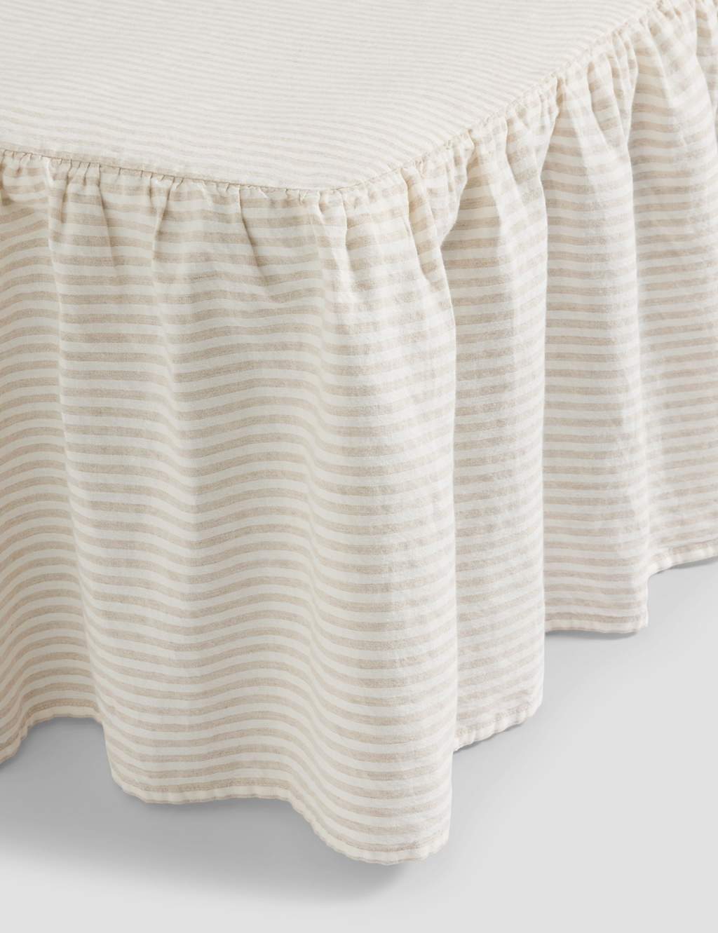 Piglet In Bed Pure Linen Striped Valance Sheet - Super King Size (6 ft) - Oatmeal Mix - Available at M&S