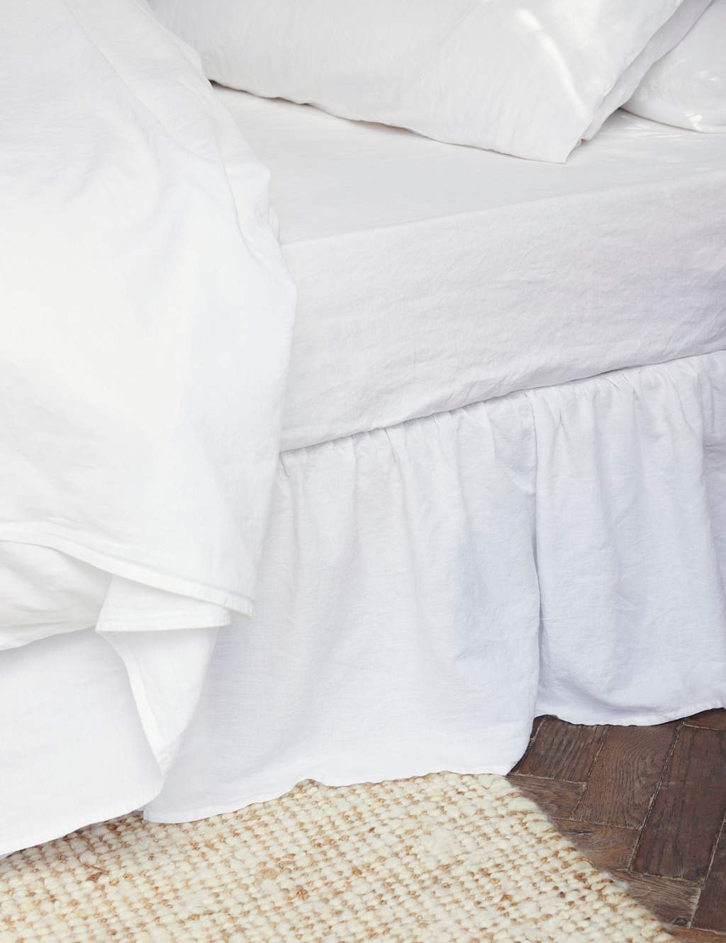 Piglet In Bed Pure Linen Valance Sheet - Double (4 ft 6) - White - Available at M&S