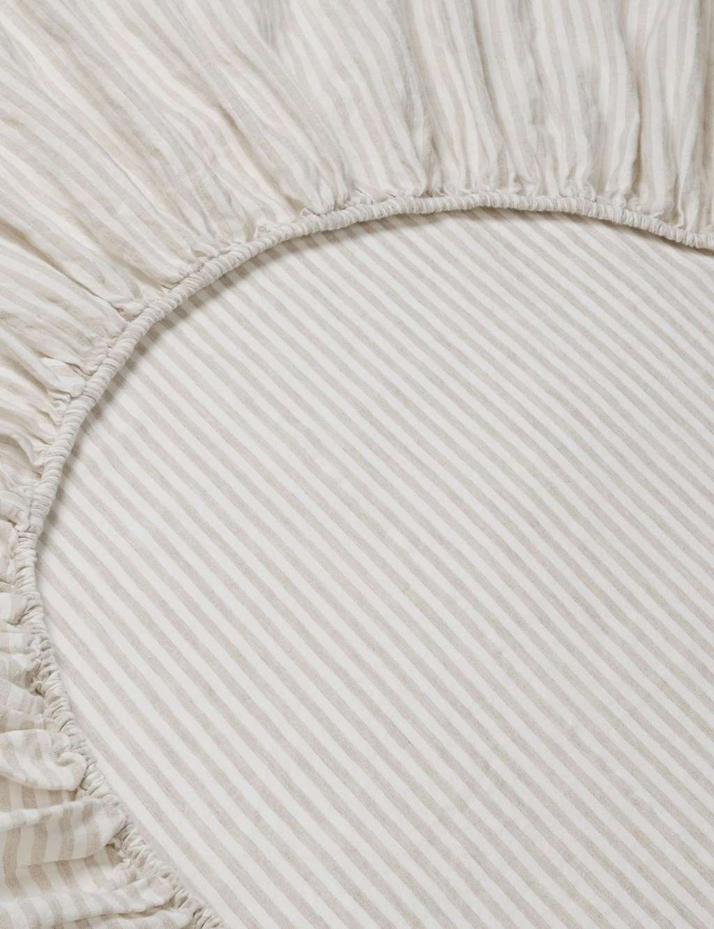 Piglet In Bed Pure Linen Striped Fitted Sheet - Double (4 ft 6) - Oatmeal Mix - Available at M&S