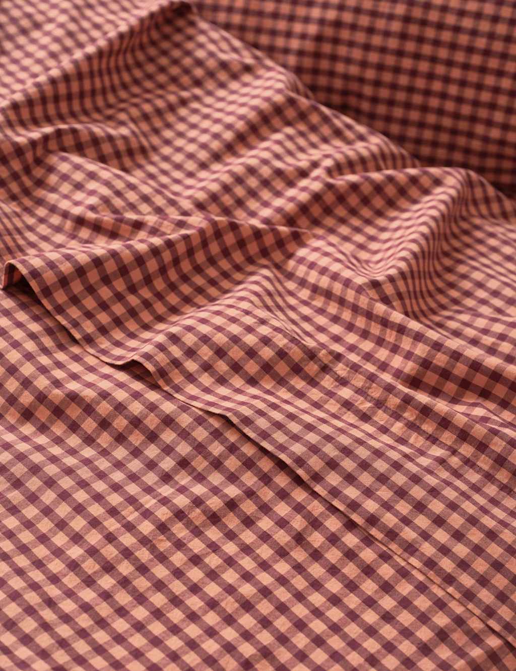 Piglet In Bed Pure Cotton Gingham Flat Sheet - Single (3 ft) - Brown Mix - Available at M&S