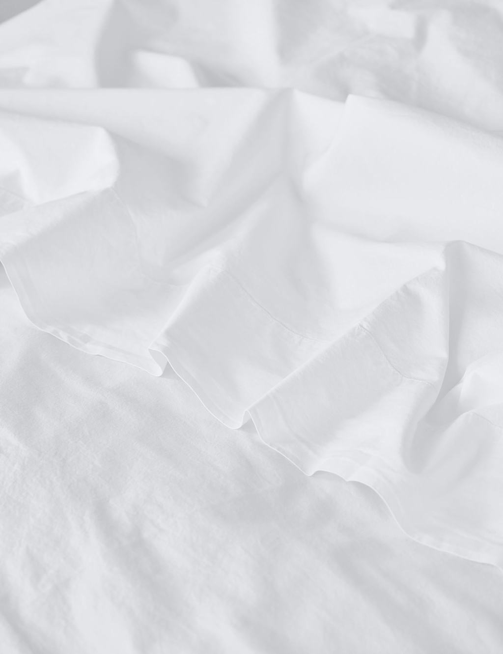 Piglet In Bed Pure Washed Cotton Percale Flat Sheet - Single (3 ft) - White - Available at M&S