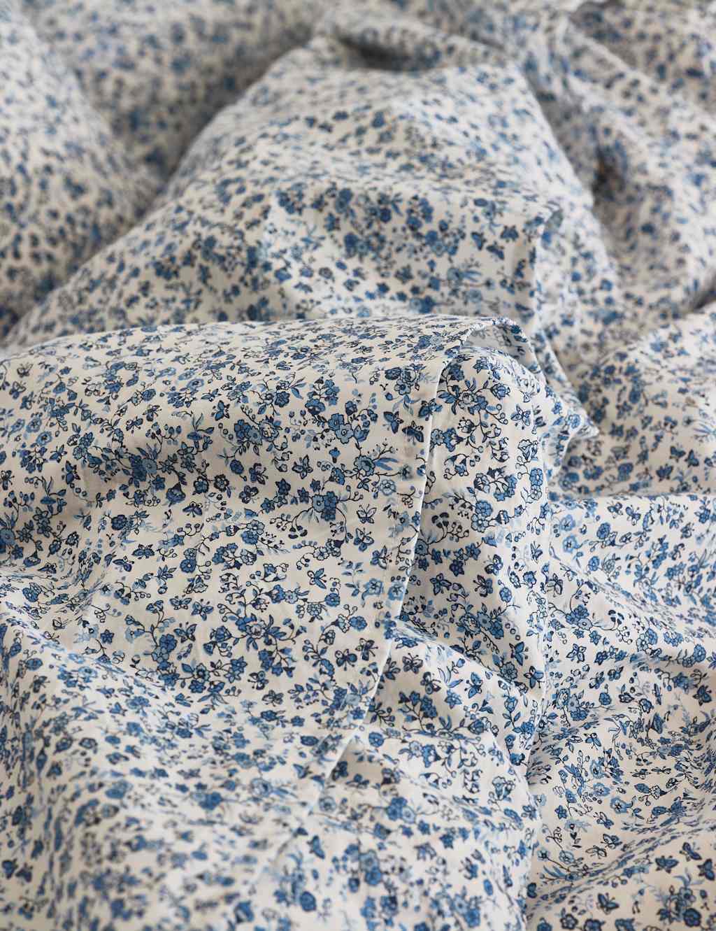 Piglet In Bed Pure Cotton Mini Meadow Flat Sheet - Super King Size (6 ft) - Blue Mix - Available at M&S
