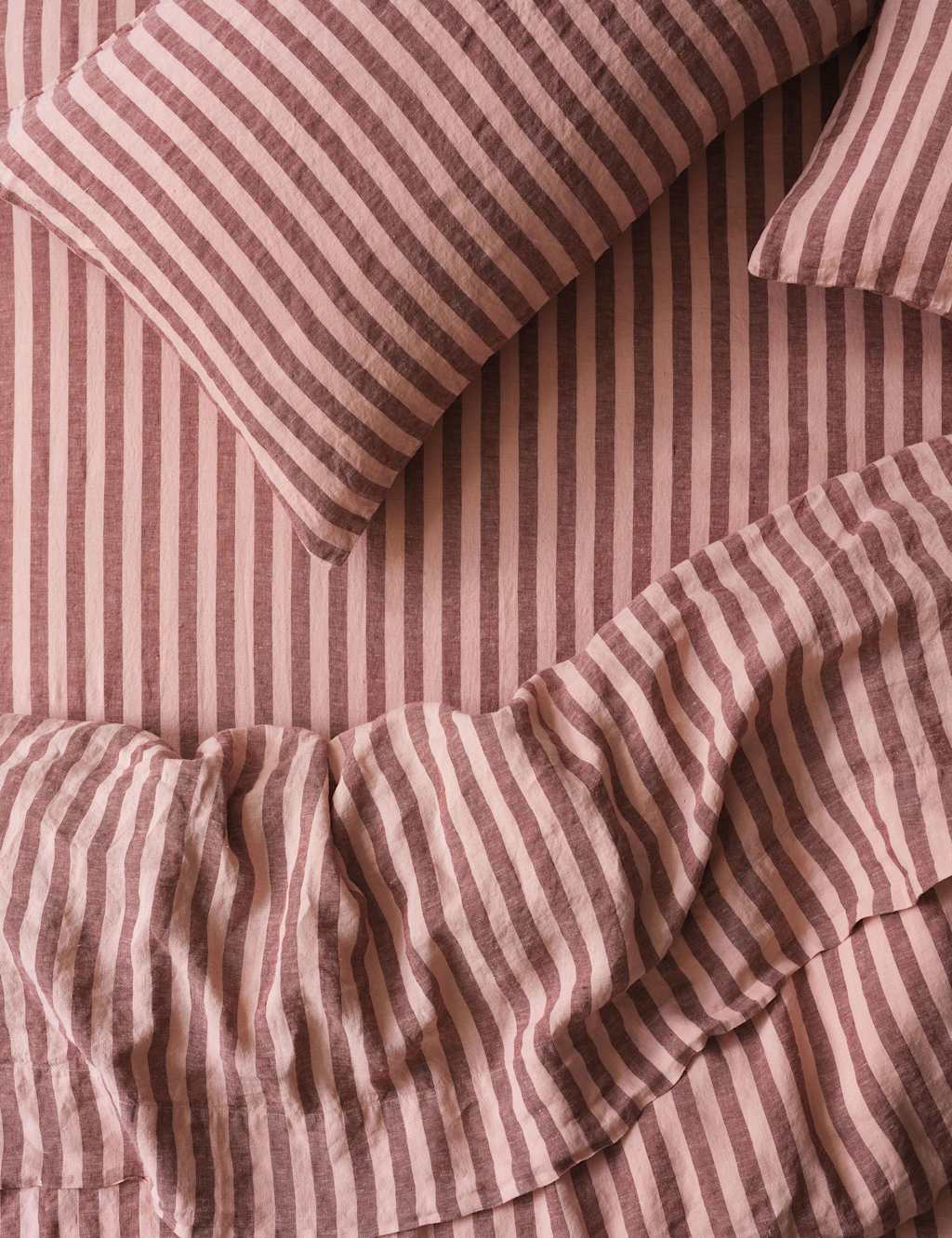 Piglet In Bed Linen Rich Pembroke Stripe Fitted Sheet - Double (4 ft 6) - Pink Mix - Available at M&S