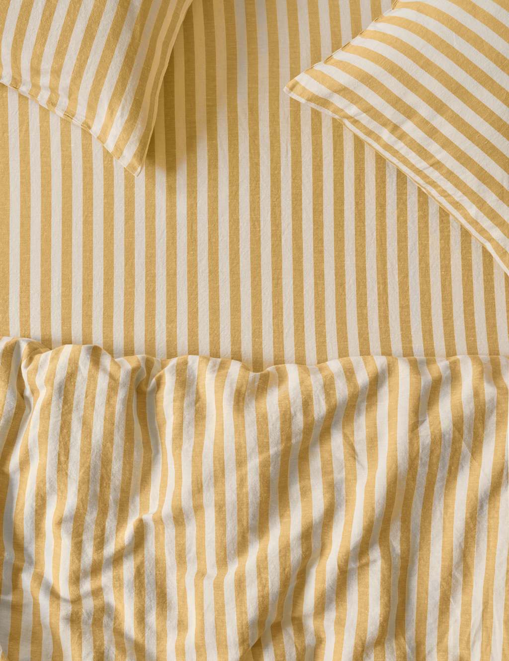 Piglet In Bed Linen Rich Pembroke Stripe Fitted Sheet - Super King Size (6 ft) - Yellow Mix - Available at M&S