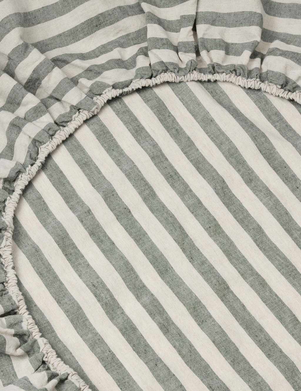 Piglet In Bed Linen Rich Pembroke Stripe Fitted Sheet - King Size (5 ft) - Grey Mix - Available at M&S