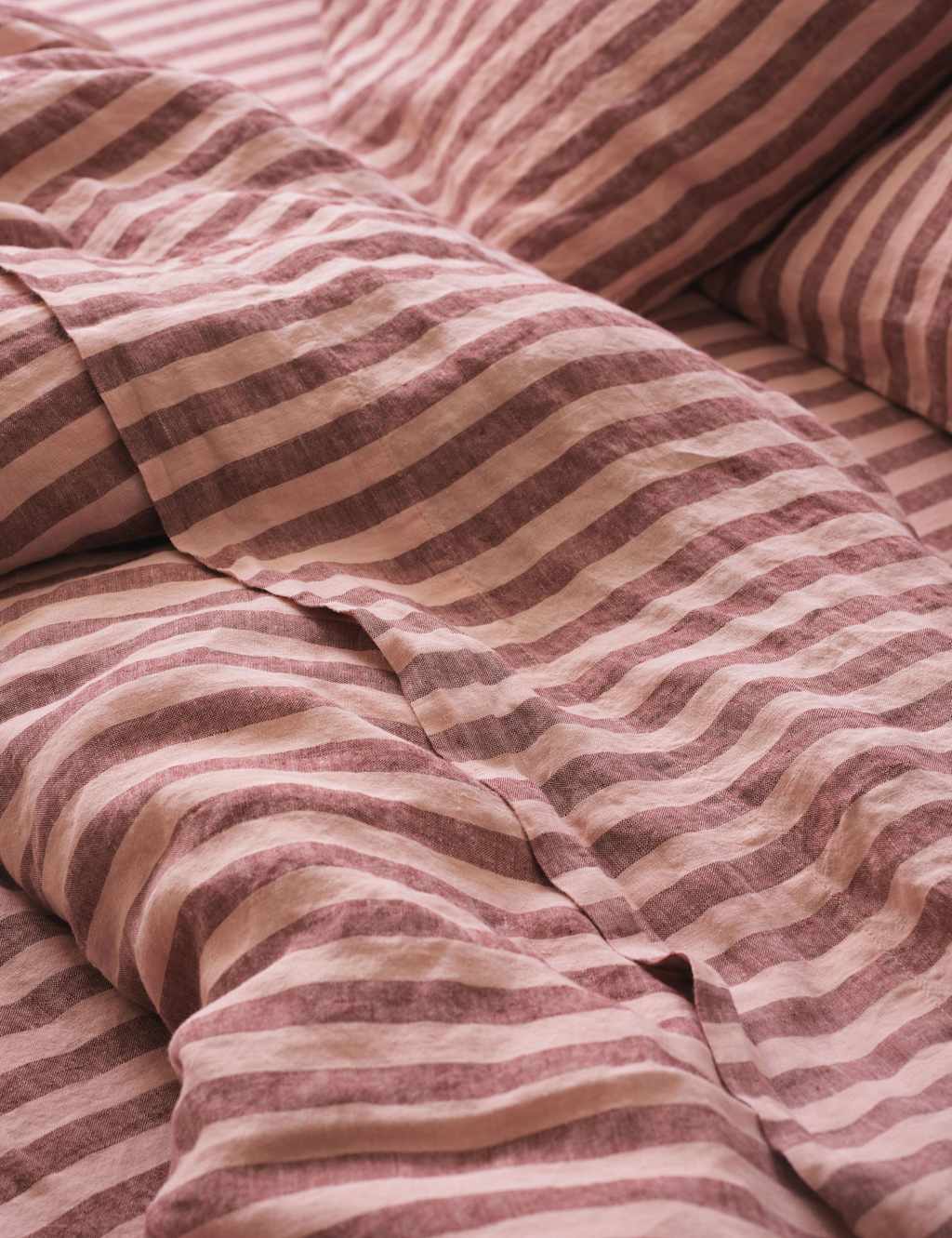 Piglet In Bed Linen Rich Striped Flat Sheet - Single (3 ft) - Pink Mix - Available at M&S