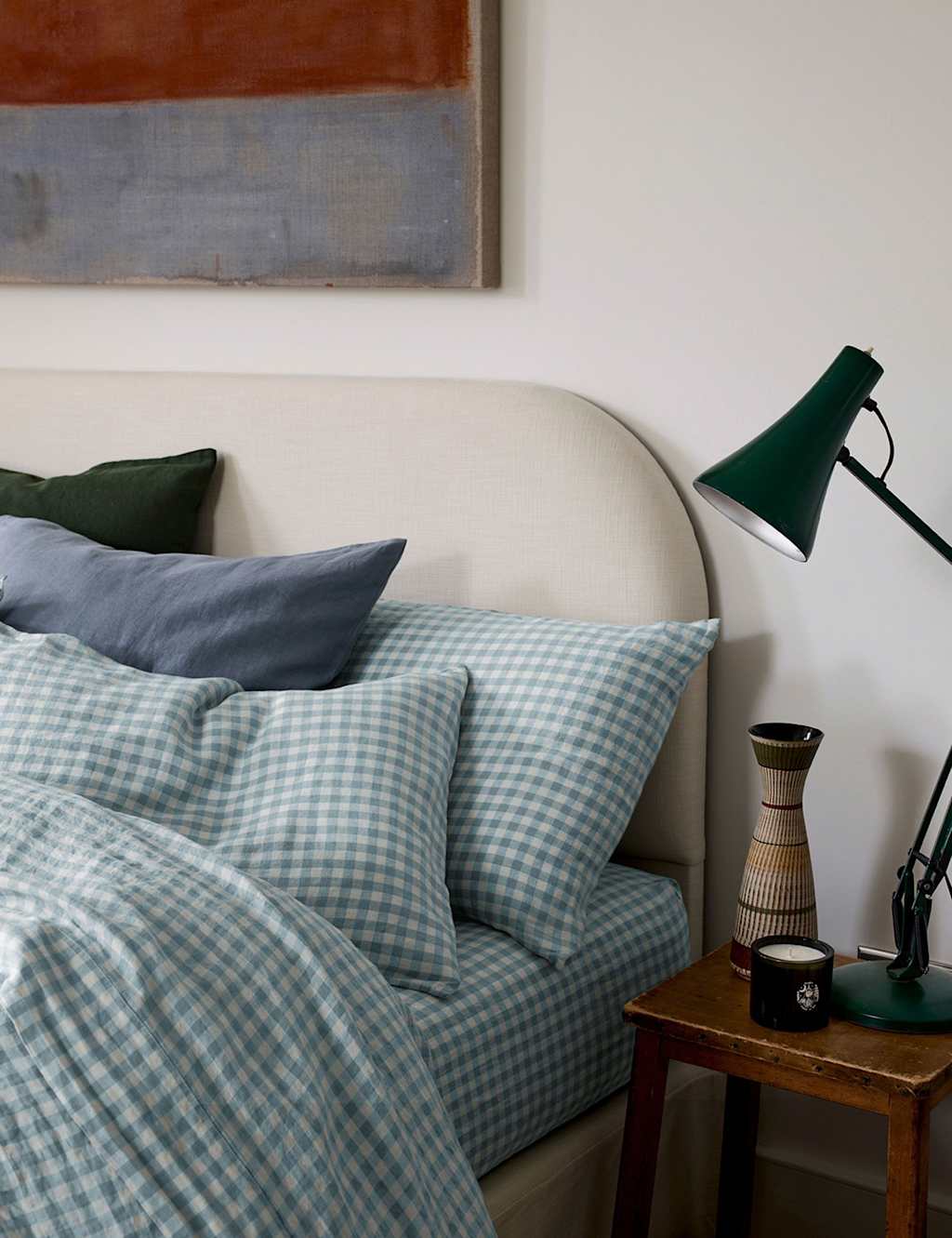 Piglet In Bed 2 Pack Pure Linen Gingham Pillowcases - Blue Mix - Available at M&S
