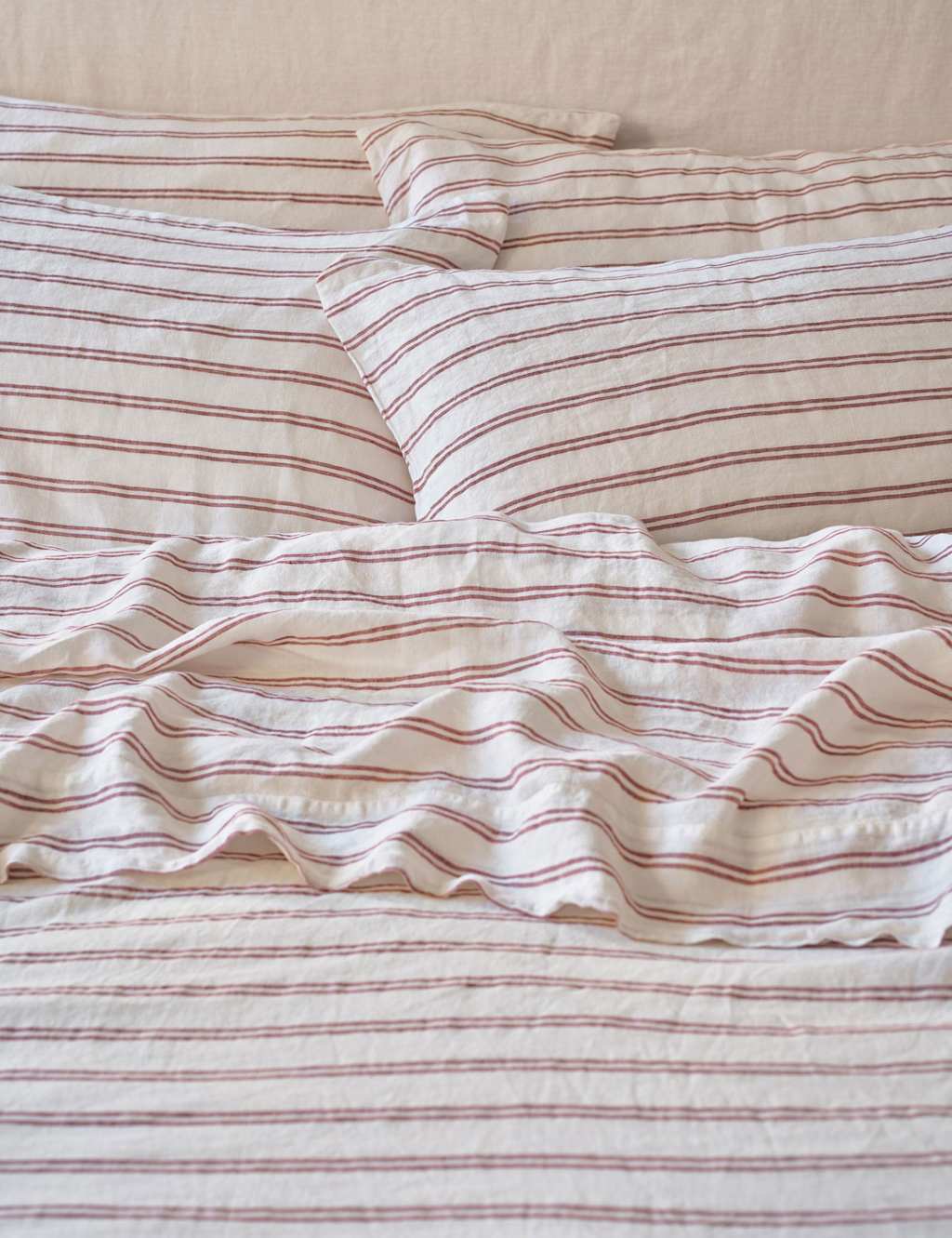 Piglet In Bed 2 Pack Linen Rich Kemptown Pillowcases - Red Mix - Available at M&S