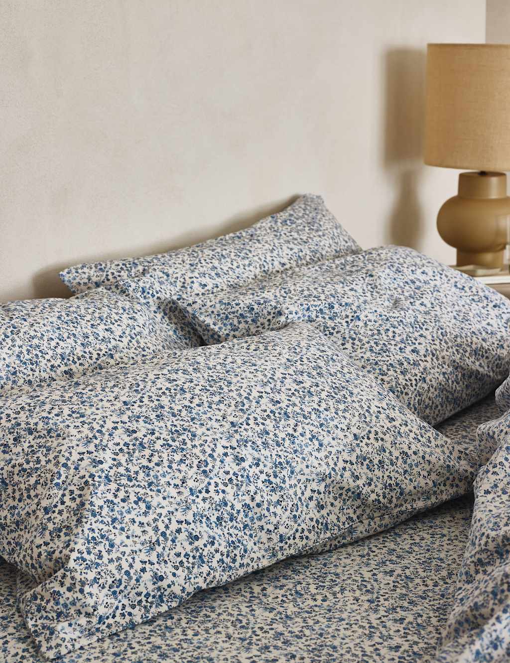 Piglet In Bed 2 Pack Pure Cotton Mini Meadow Pillowcases - Blue Mix - Available at M&S