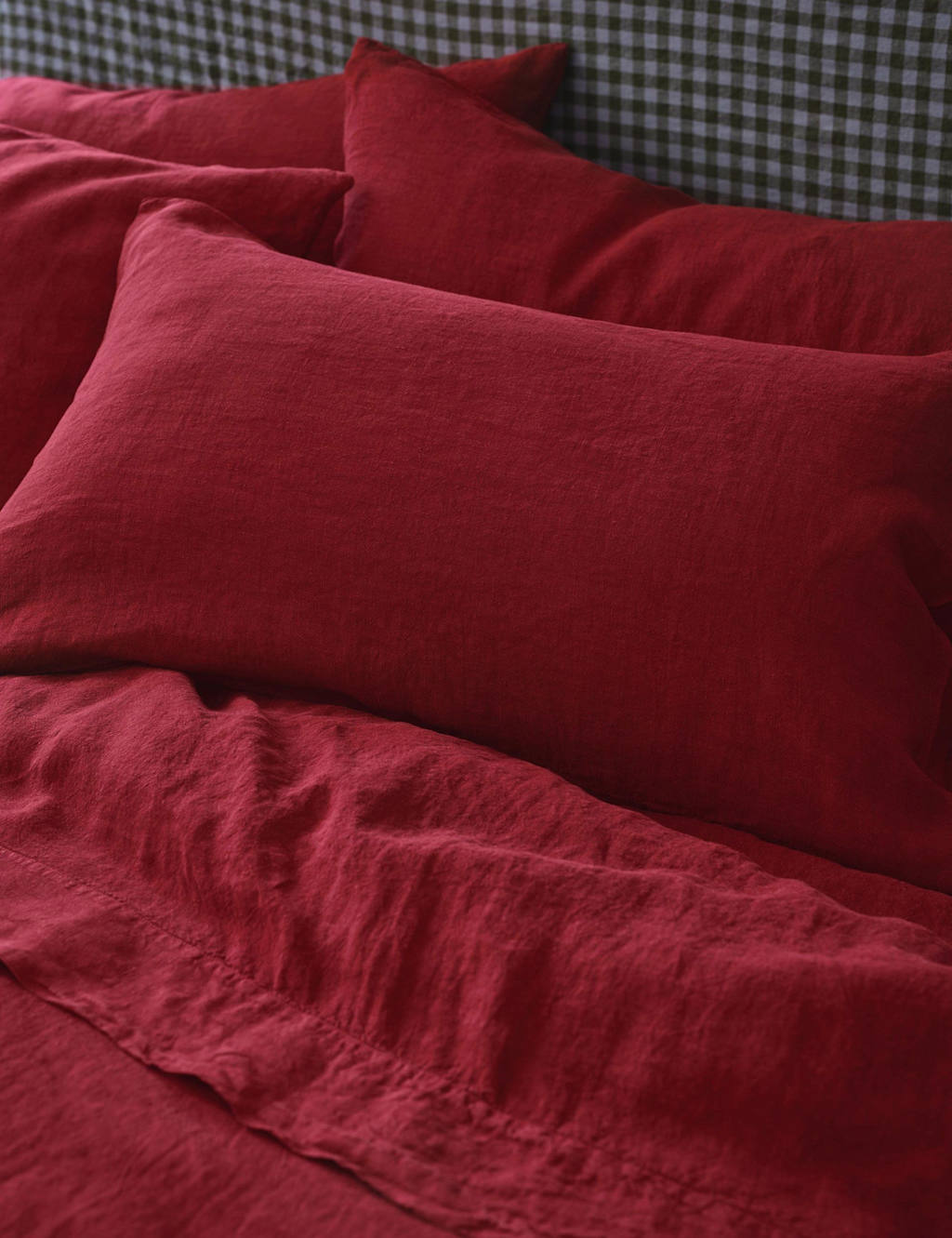 Piglet In Bed Pure Linen Pillowcase Set - Red - Available at M&S