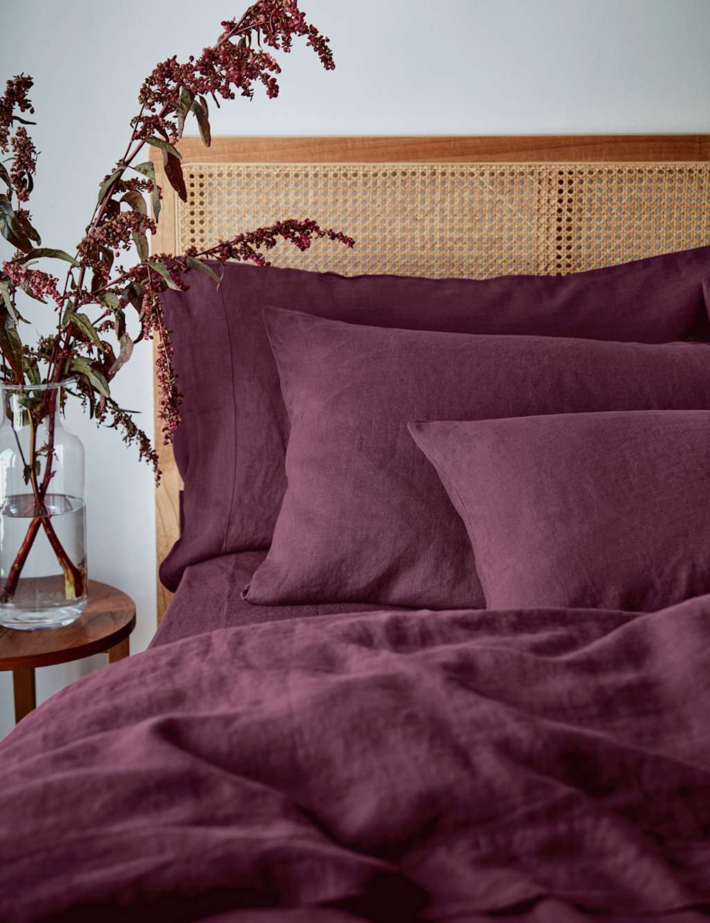 Piglet In Bed Pure Linen Pillowcase Set - Purple - Available at M&S