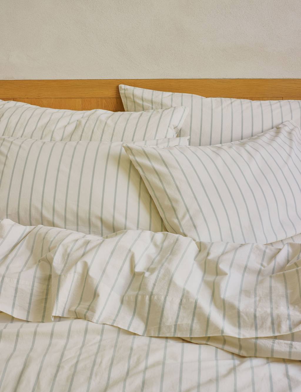Piglet In Bed 2 Pack Pure Cotton Slumber Stripe Pillowcases - Green Mix - Available at M&S