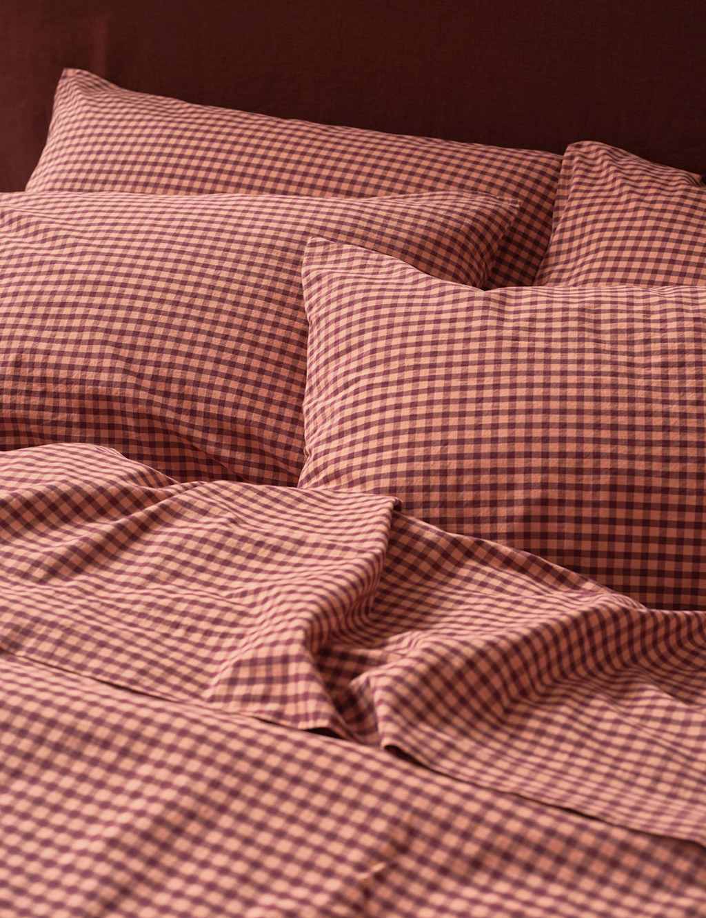 Piglet In Bed 2 Pack Pure Cotton Gingham Pillowcases - Purple Mix - Available at M&S
