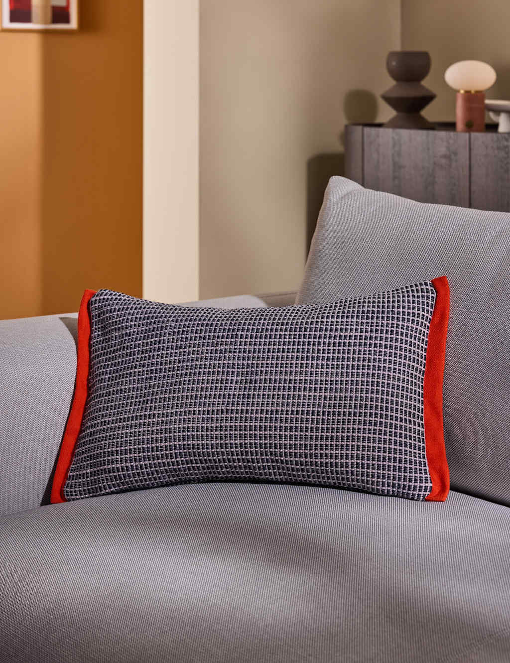 Made Pure Cotton Cady Cushion - Charcoal Mix - Available at M&S