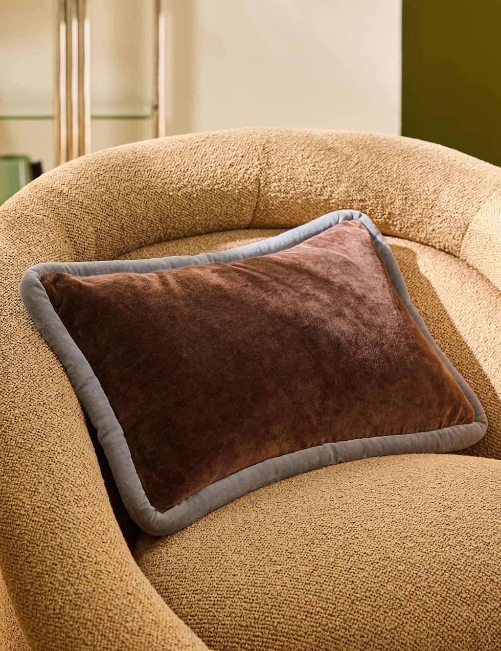 Made Velvet Huxley Cushion - Grey Mix - Available at M&S