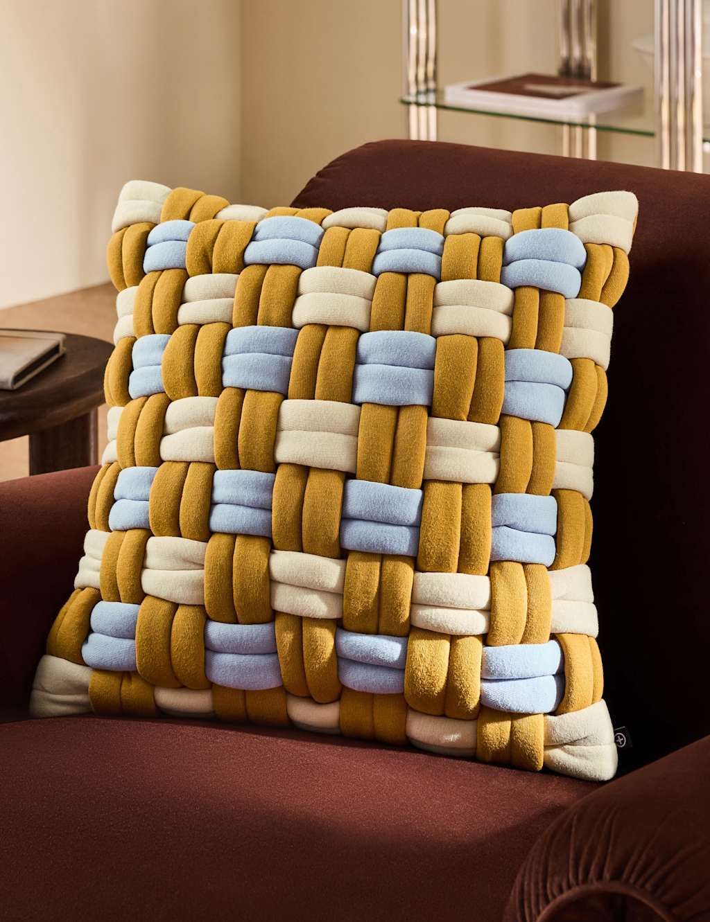Made Pure Cotton Morven Cushion - Cream Mix - Available at M&S
