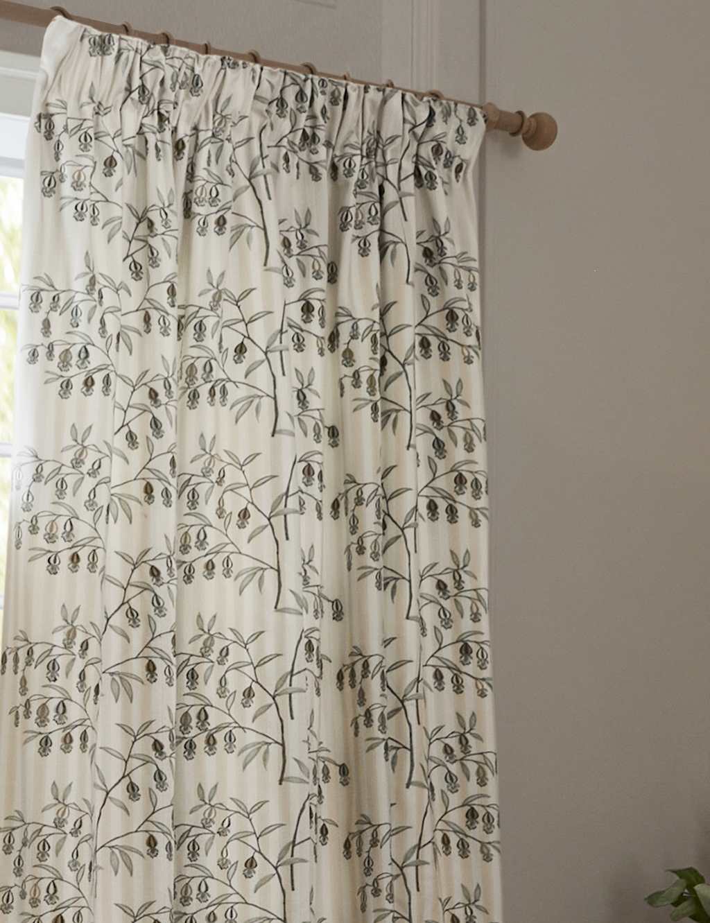 Sanderson Chinese Lanterns Pencil Pleat Curtains - W117cm, Drop 183cm - Natural Mix - Available at M&S