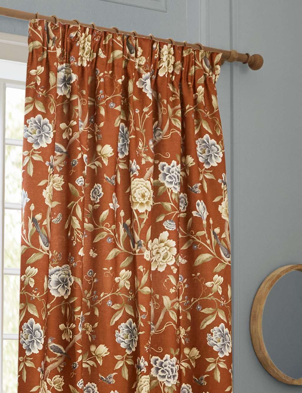 Sanderson Porcelain Garden Chenille Curtains - W168cm, Drop 183cm - Brown Mix - Available at M&S