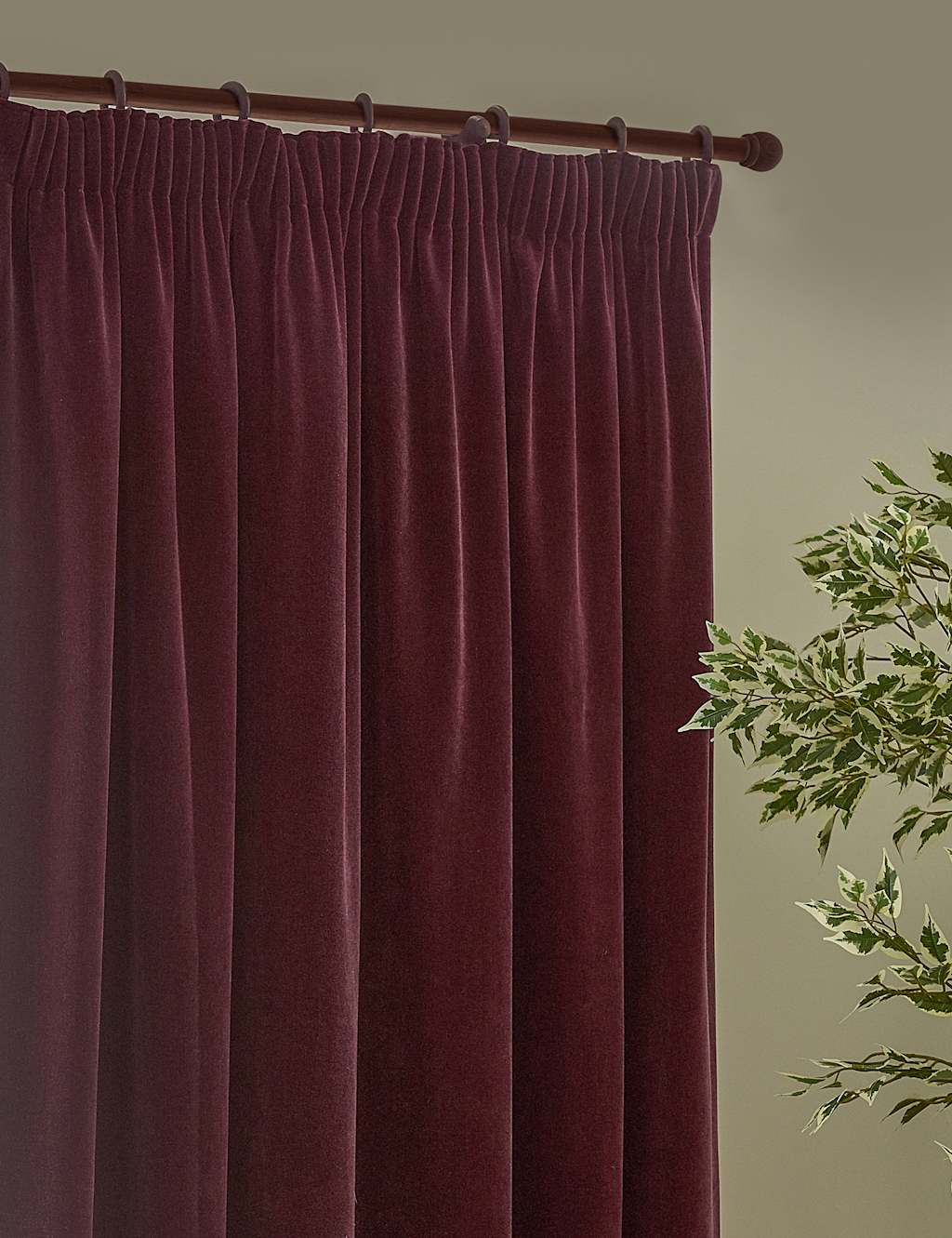 Yard Chenille Velvet Pencil Pleat Curtains - W168cm, Drop 183cm - Dark Burgundy - Available at M&S