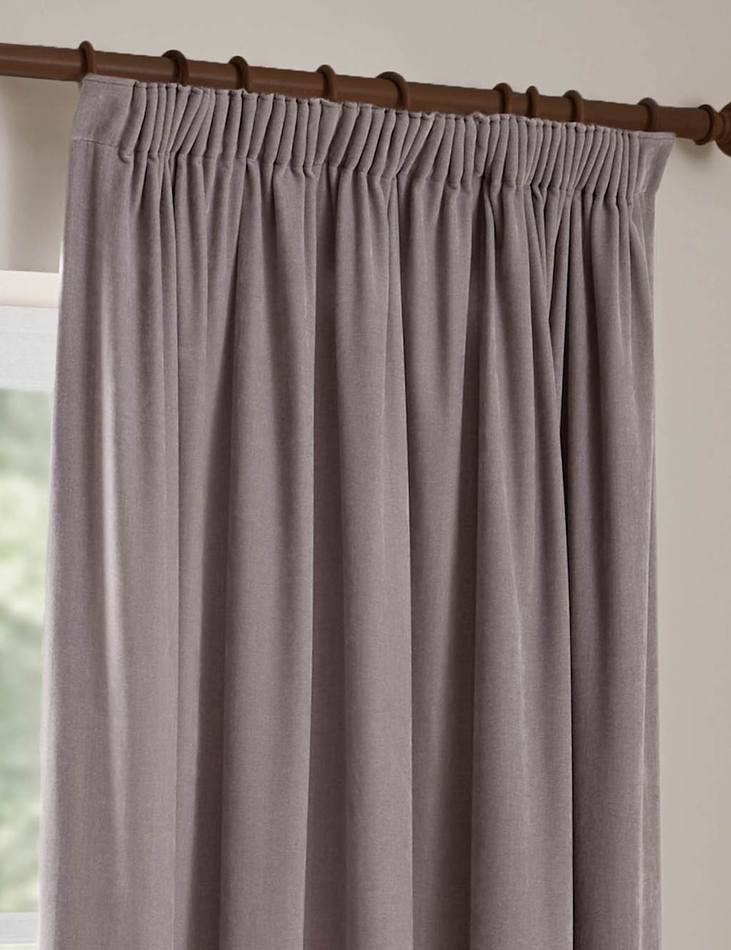 Yard Chenille Velvet Pencil Pleat Curtains - W117cm, Drop 183cm - Mauve - Available at M&S