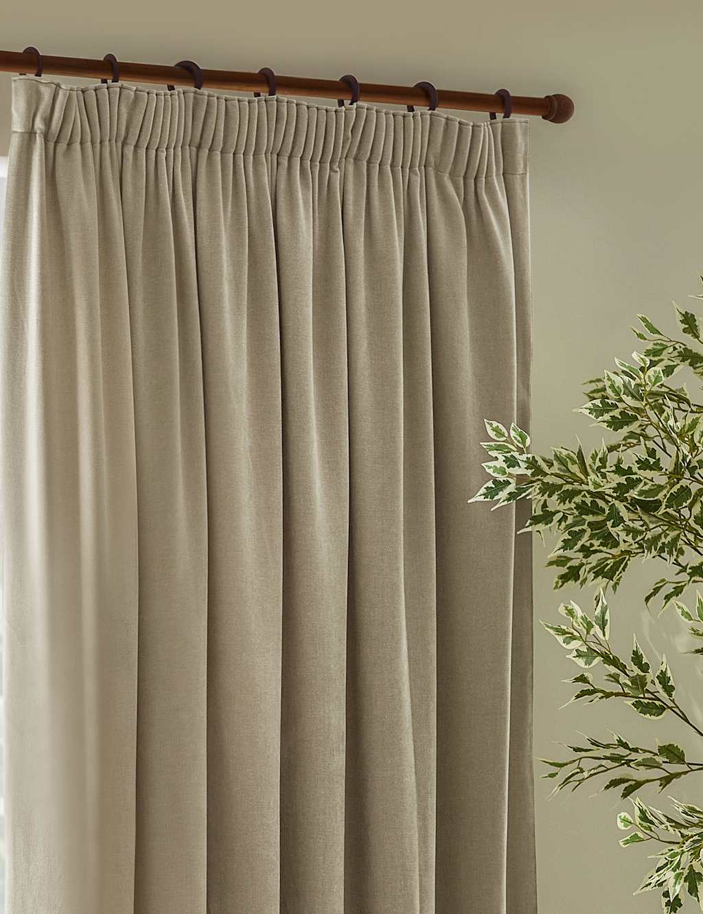 Yard Chenille Velvet Pencil Pleat Curtains - W117cm, Drop 183cm - Nude - Available at M&S