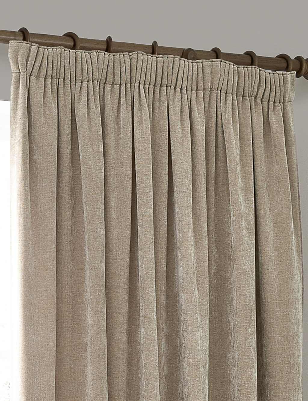 Yard Chenille Velvet Pencil Pleat Curtains - W218cm, Drop 183cm - Natural - Available at M&S