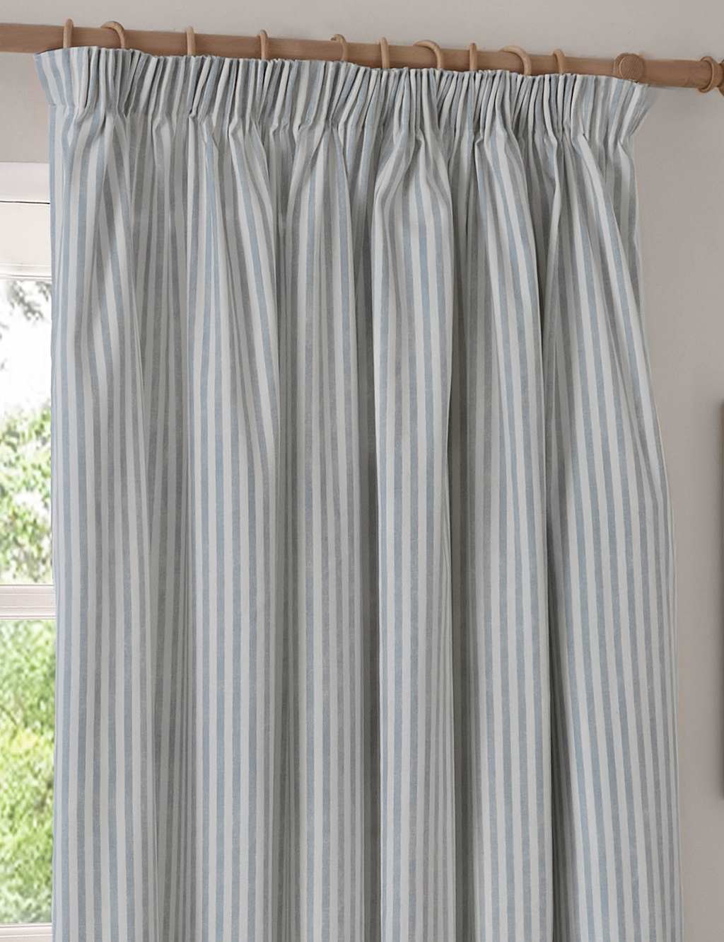 Yard Hebden Pure Cotton Striped Curtains - W218cm, Drop 183cm - Blue Mix - Available at M&S