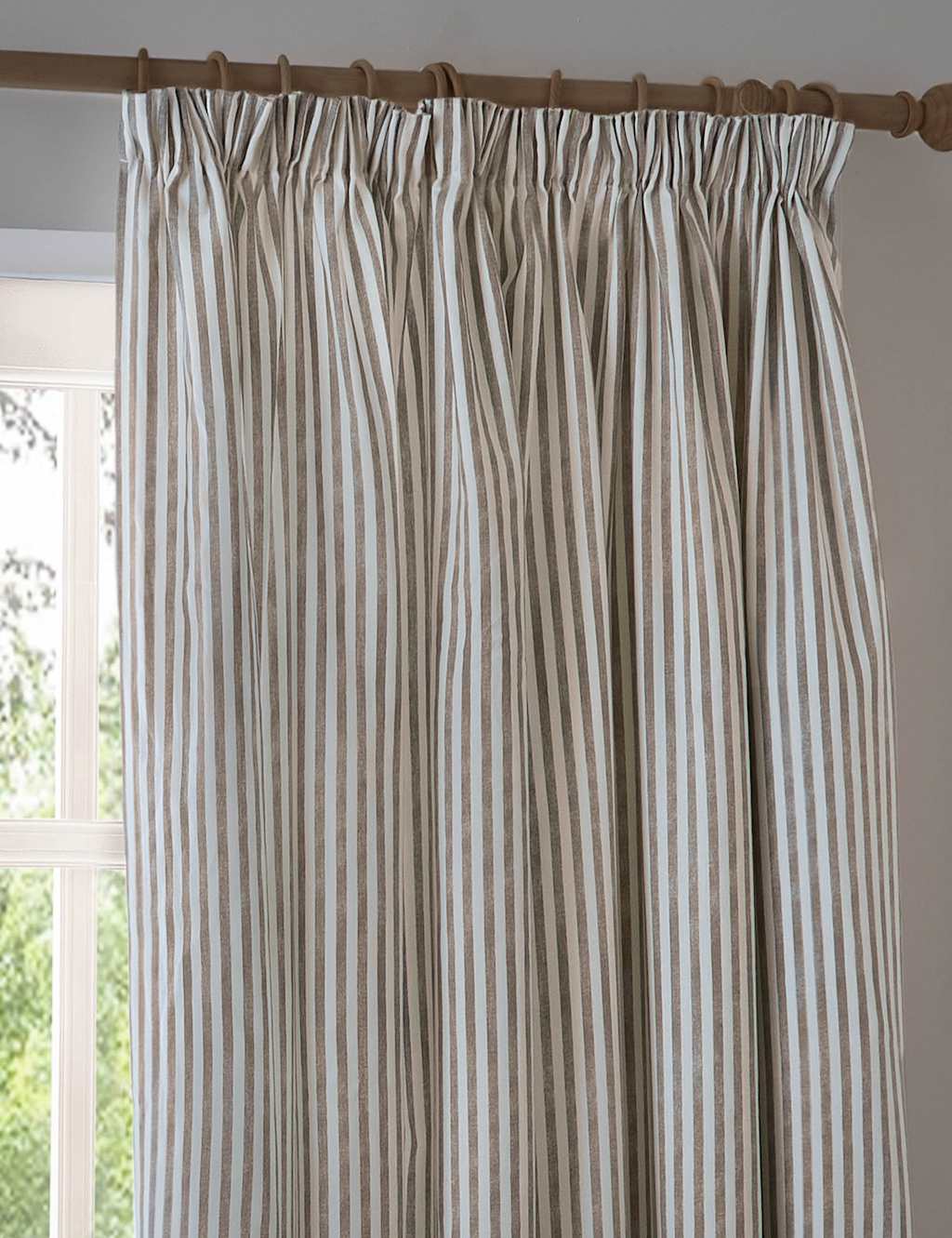 Yard Hebden Pure Cotton Striped Curtains - W168cm, Drop 137cm - Brown Mix - Available at M&S