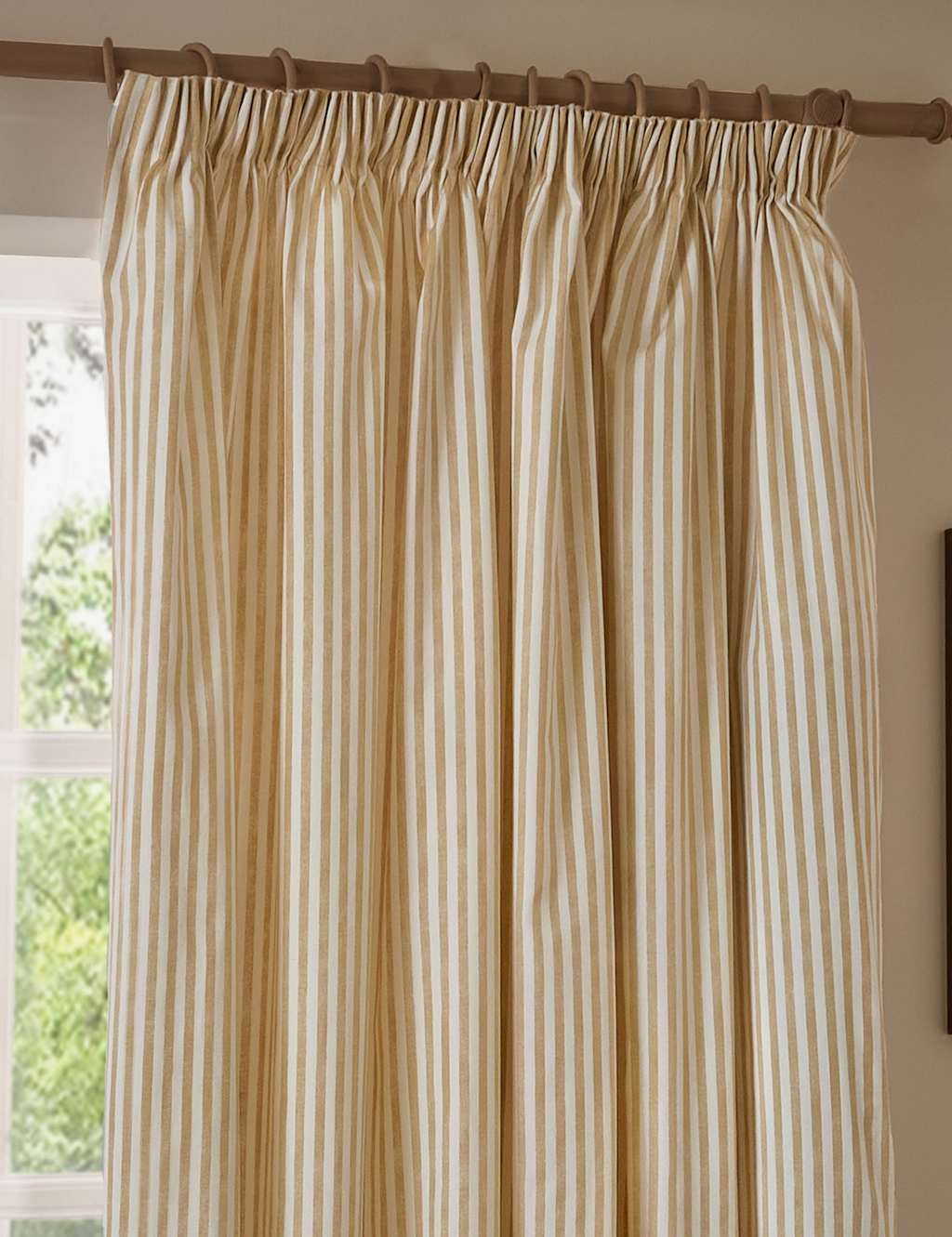 Yard Hebden Pure Cotton Striped Curtains - W117cm, Drop 183cm - Yellow Mix - Available at M&S