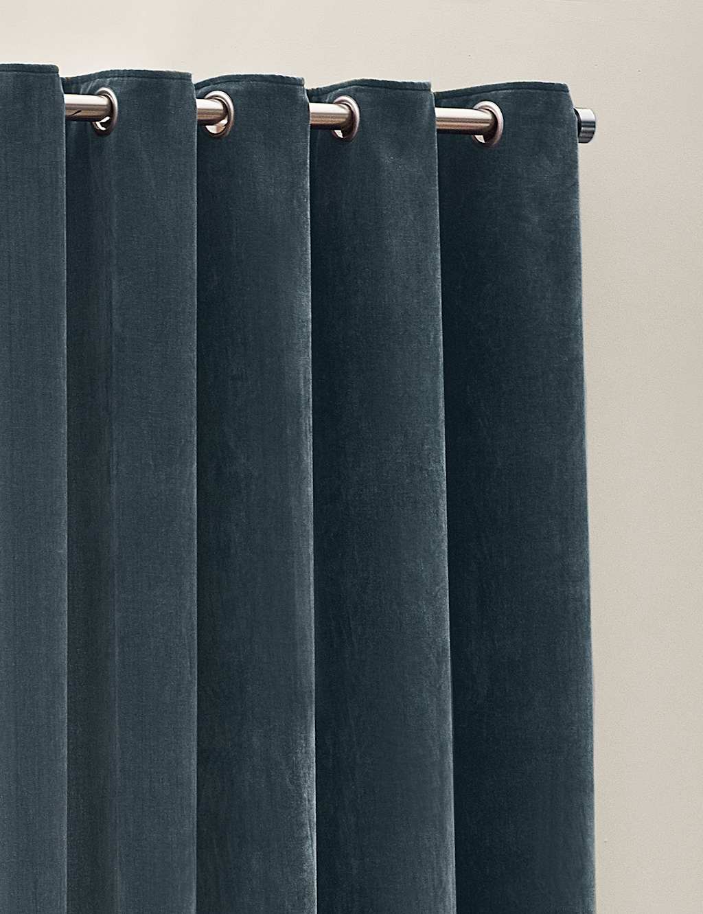 Yard Chenille Velvet Eyelet Curtains - W218cm, Drop 183cm - Blue - Available at M&S