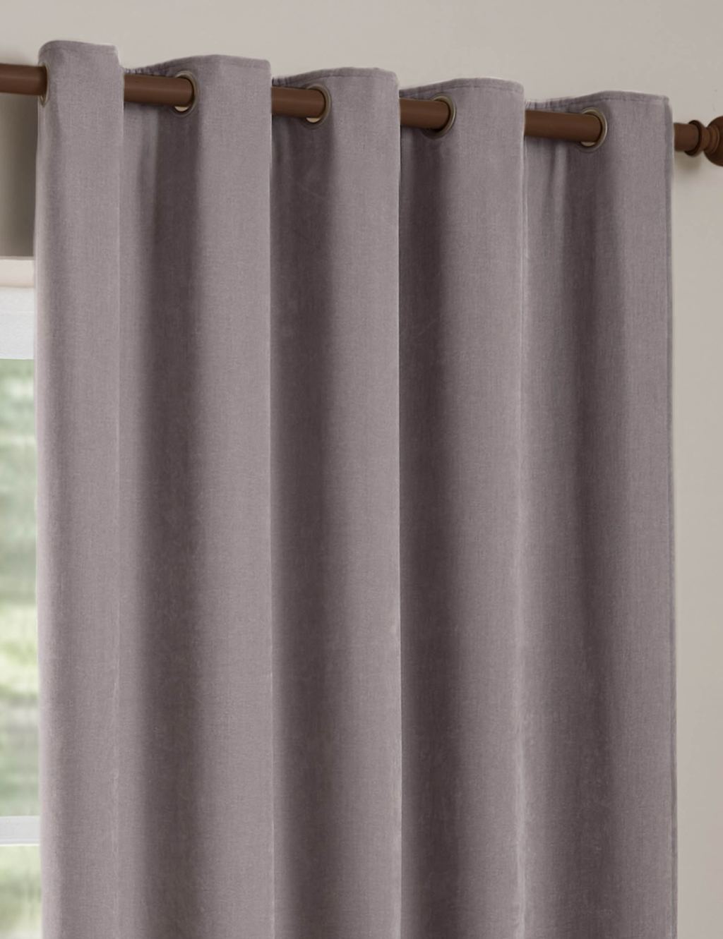Yard Chenille Velvet Eyelet Curtains - W117cm, Drop 183cm - Mauve - Available at M&S