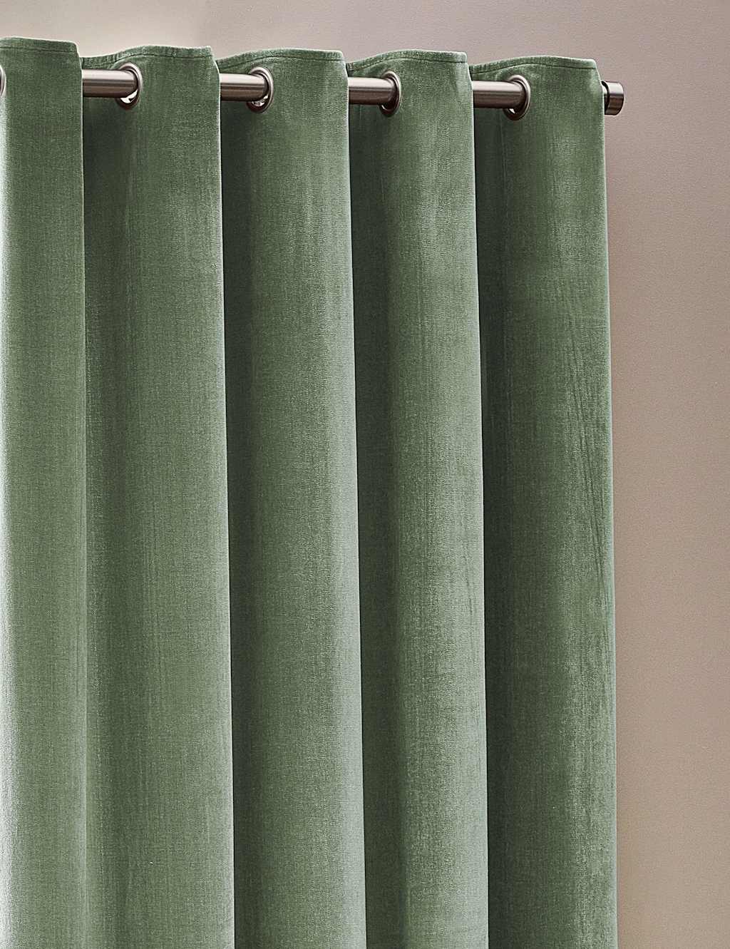 Yard Chenille Velvet Eyelet Curtains - W168cm, Drop 137cm - Light Green - Available at M&S