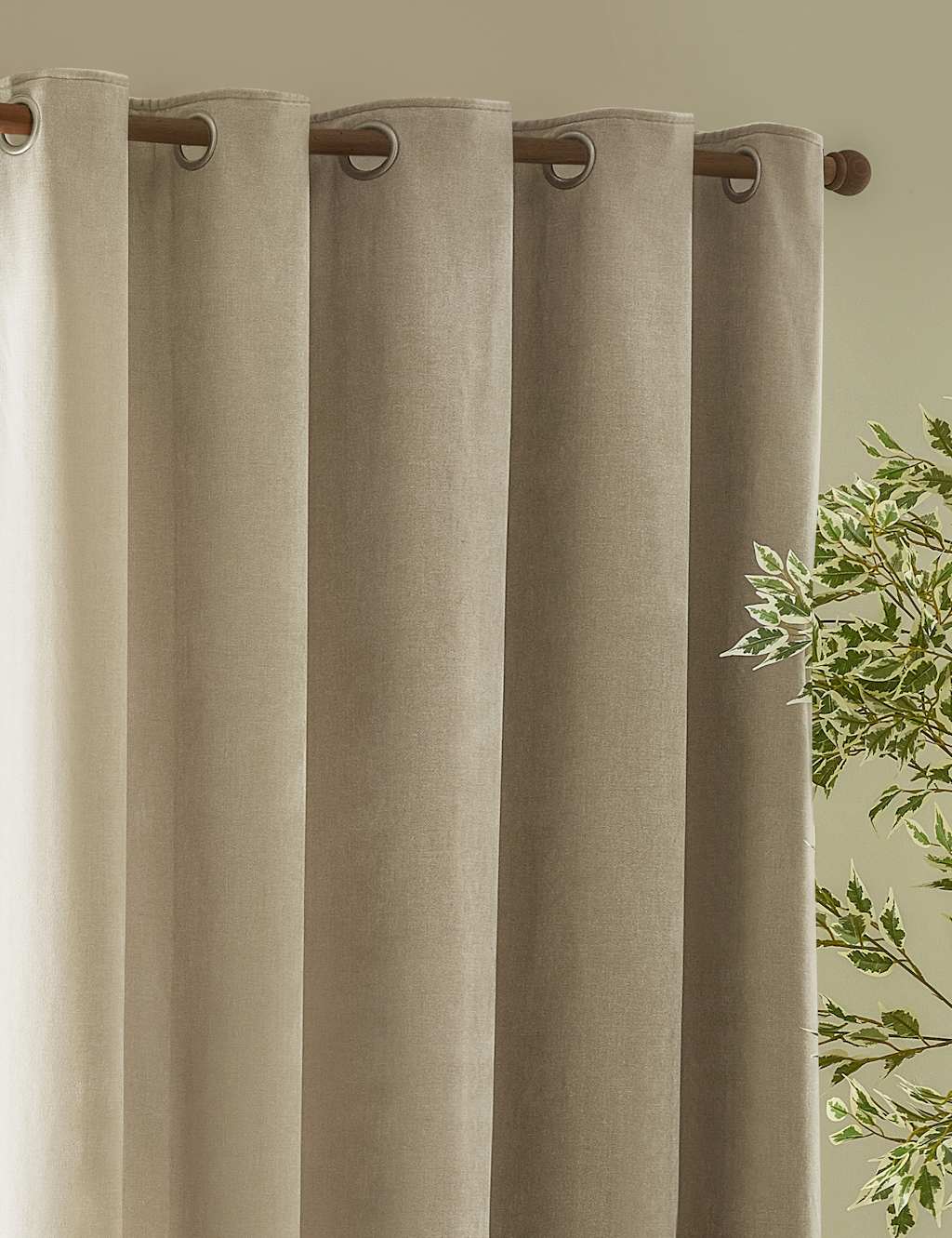 Yard Chenille Velvet Eyelet Curtains - W218cm, Drop 137cm - Nude - Available at M&S
