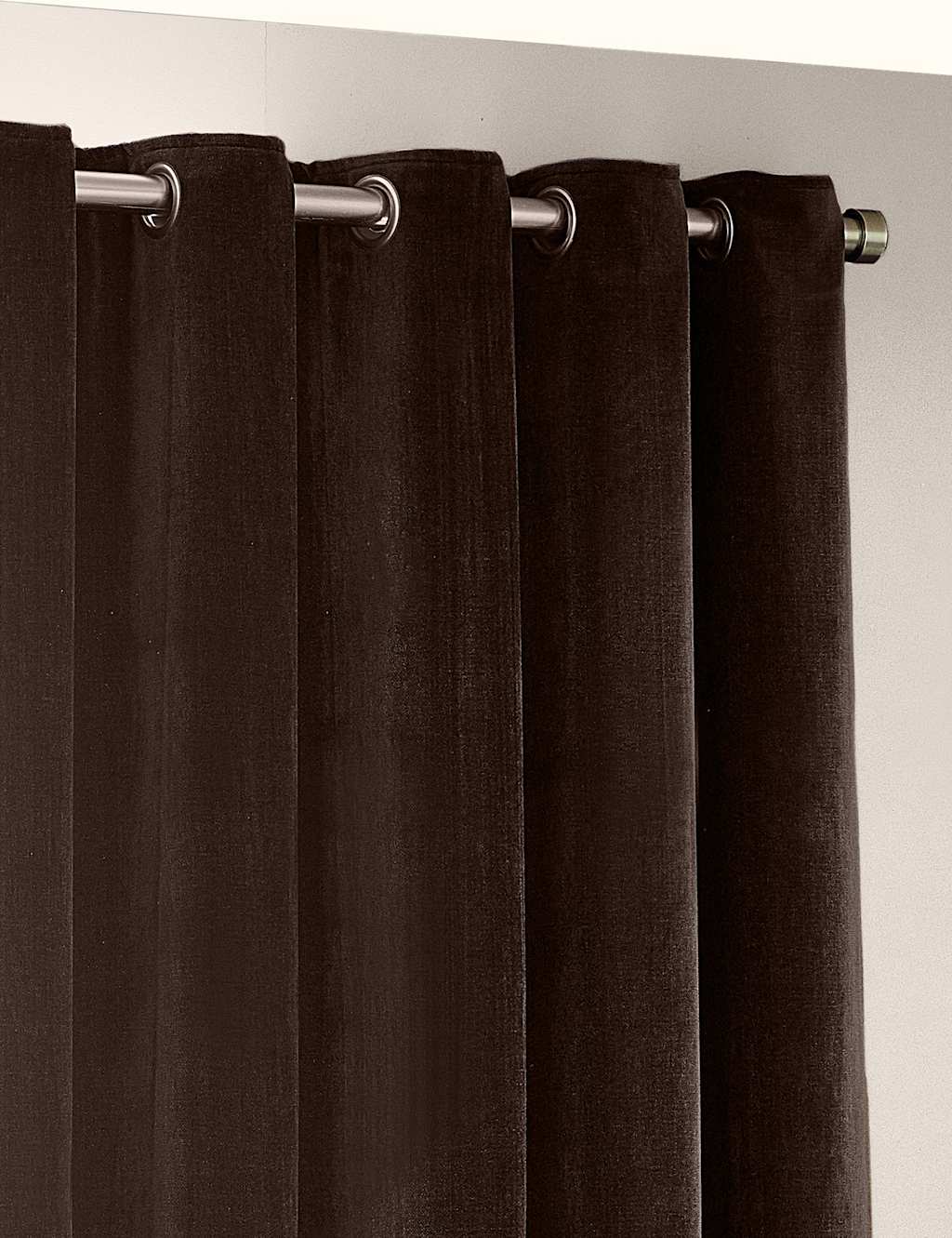 Yard Chenille Velvet Eyelet Curtains - W117cm, Drop 137cm - Dark Brown - Available at M&S