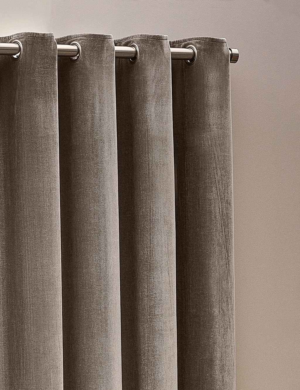 Yard Chenille Velvet Eyelet Curtains - W218cm, Drop 183cm - Grey - Available at M&S