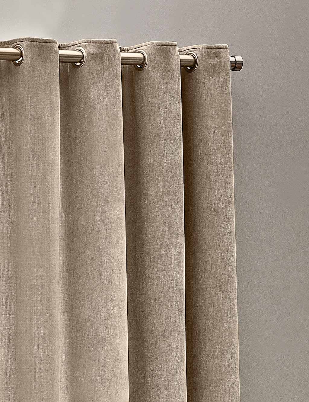 Yard Chenille Velvet Eyelet Curtains - W117cm, Drop 183cm - Natural - Available at M&S