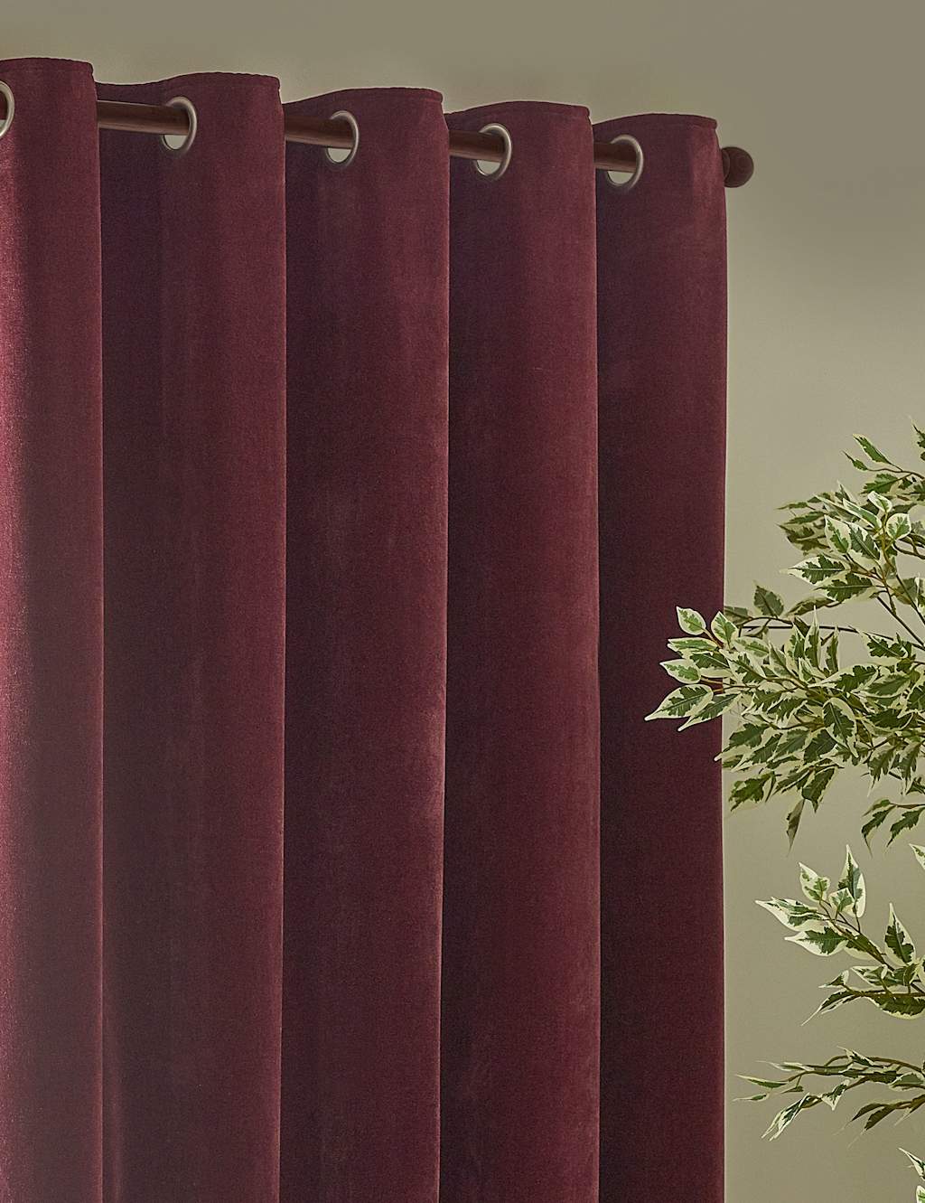 Yard Chenille Velvet Eyelet Curtains - W218cm, Drop 183cm - Burgundy - Available at M&S