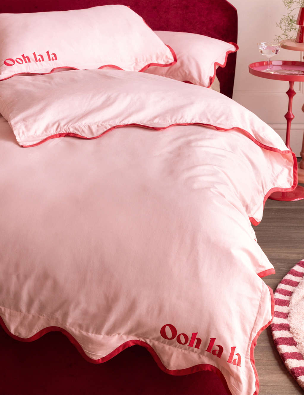 Rockett St George Pure Cotton Frill Trim Ooh La La Duvet Set - Super King Size (6 ft) - Pink Mix - Available at M&S
