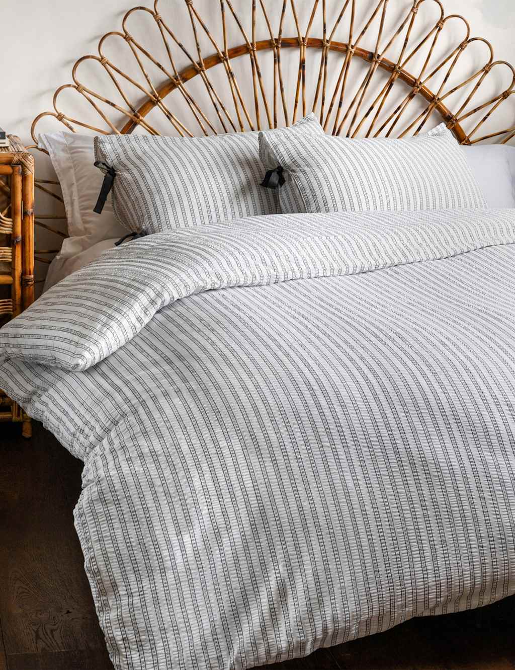 Rockett St George Pure Cotton Star Struck Stripe Duvet Set - Double (4 ft 6) - White Mix - Available at M&S